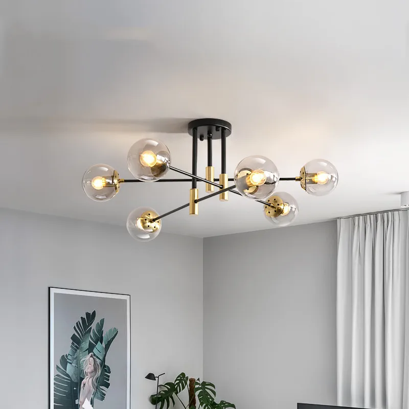 家庭用の北欧デザインの吊り下げ式ledシーリングライト屋内照明シーリングライトゴールドとブラックの色寝室リビングルーム書斎に最適e27電球
