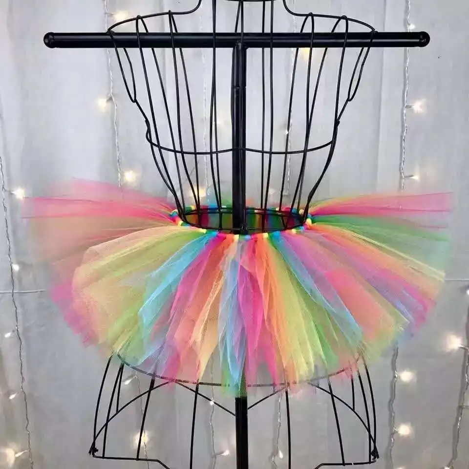 Handmade Rainbow Tutu Skirt Fluffy Colorful Children Skirts Girls Ballet Dance Tutu Kids Pettiskirt Party Tulle Skirts for Girls