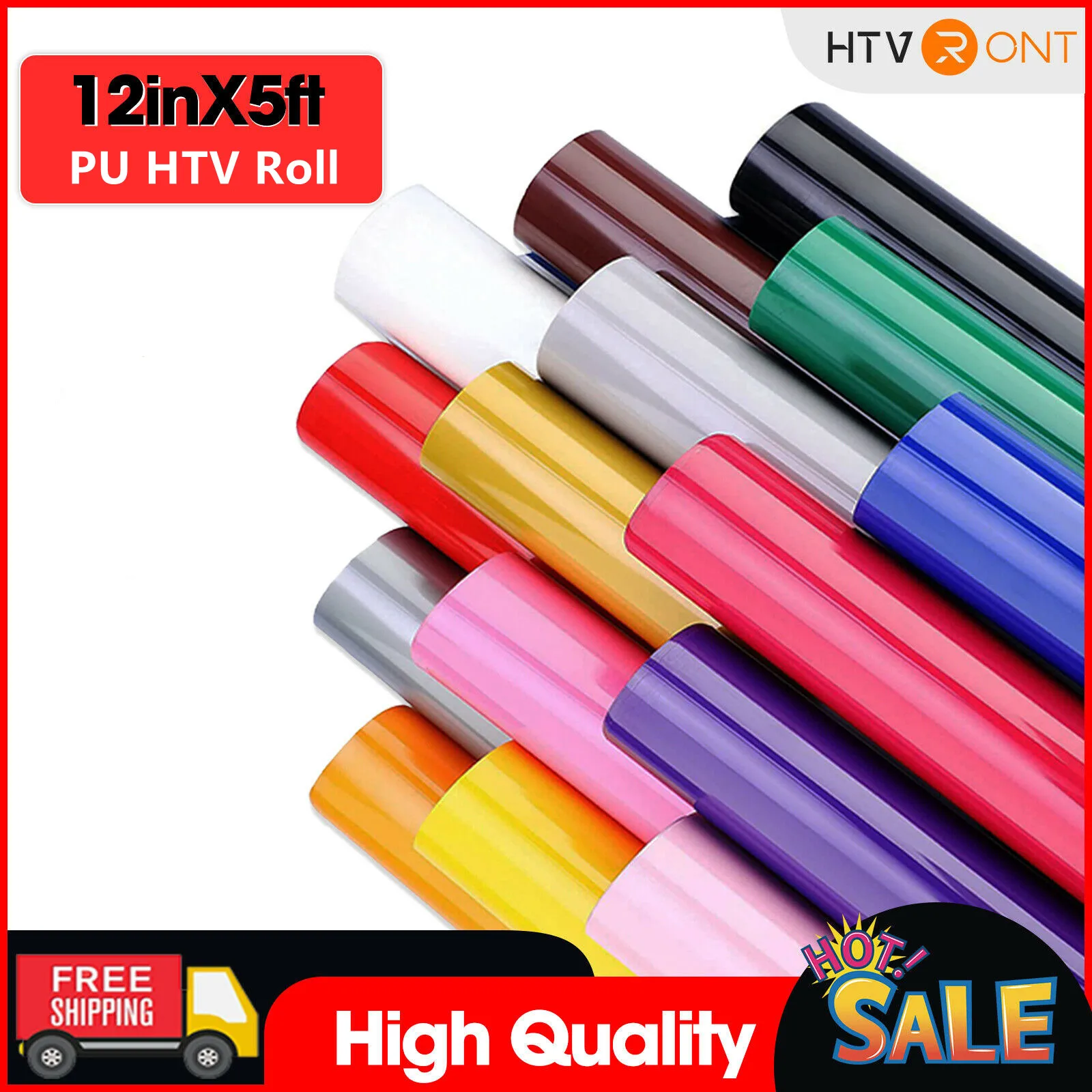 

HTVRONT 12"X 5ft/30x152cm Heat Transfer Matte PU Elastic Vinyl for T-shirt DIY Craft Iron on HTV Roll Film For Printing Clothing