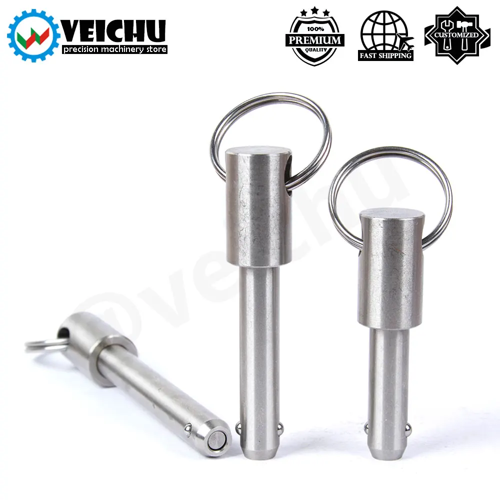 VCN115 1pcs Pull Ring Ball Lock Pins All Stainless Steel Precision Detent Pins Quick Release Pins With Pull Ring