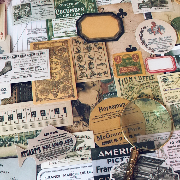 Autocollants vintage pour scrapbooking, 45 pièces, étiquettes décoratives pour bricolage, affiches d\'épicerie, notes, journal intime, album