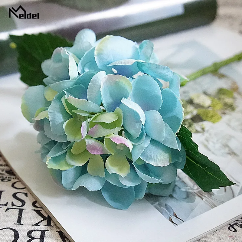 Single Branch Hydrangea Artificial Flower Big Fake Hydrangeas Artificial Flowers For Party Wedding Home Table Decor Faux Flowers