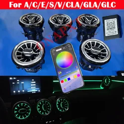 LED For Benz A/C/E/S/V/CLA/GLA/GLC W176 W205 W213 W222 W447 W117 W156 X253 Bluetooth APP Nozzle Ambient Light Air Vent Turbine