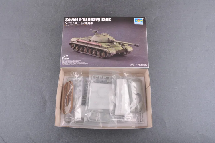 Trumpeter 07152 1/72 Scale Soviet T-10 Heavy Tank Children Military Handmade Hobby Toy Plastic Assembly Building Model Kit