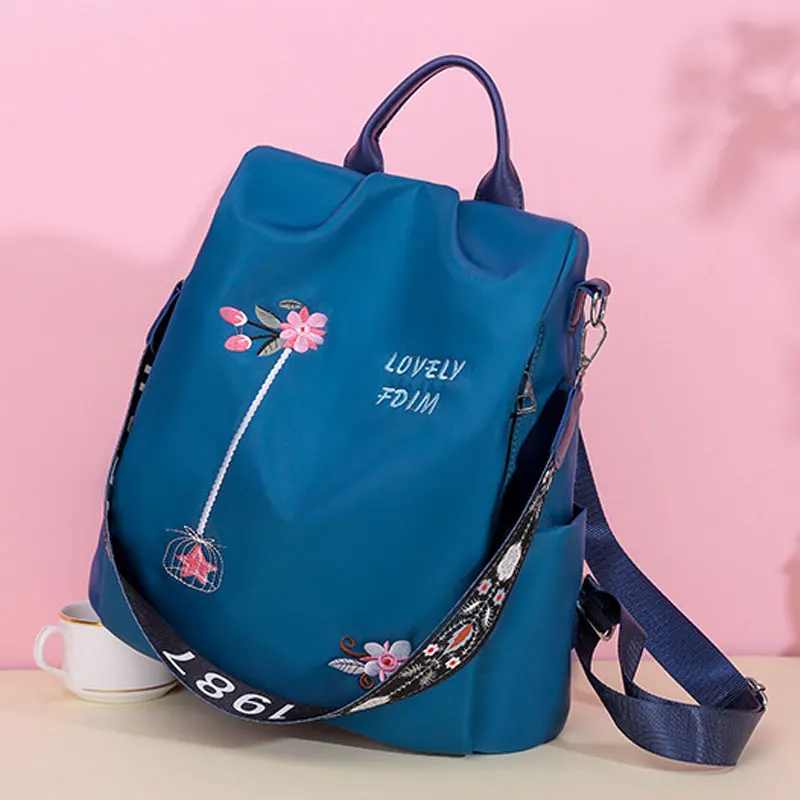 New Double Shoulder Bag Women Fashion Oxford Cloth Embroidered Shoulder Bag Student Backpack Youth Travel Bag Messenger Bag