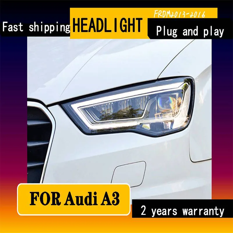 Car Styling  Suitable For Audi A3 2013-2016 Headlights for audi A3 S3 Head Lamp DRL Dynamic Turn Signal Bi Xenon