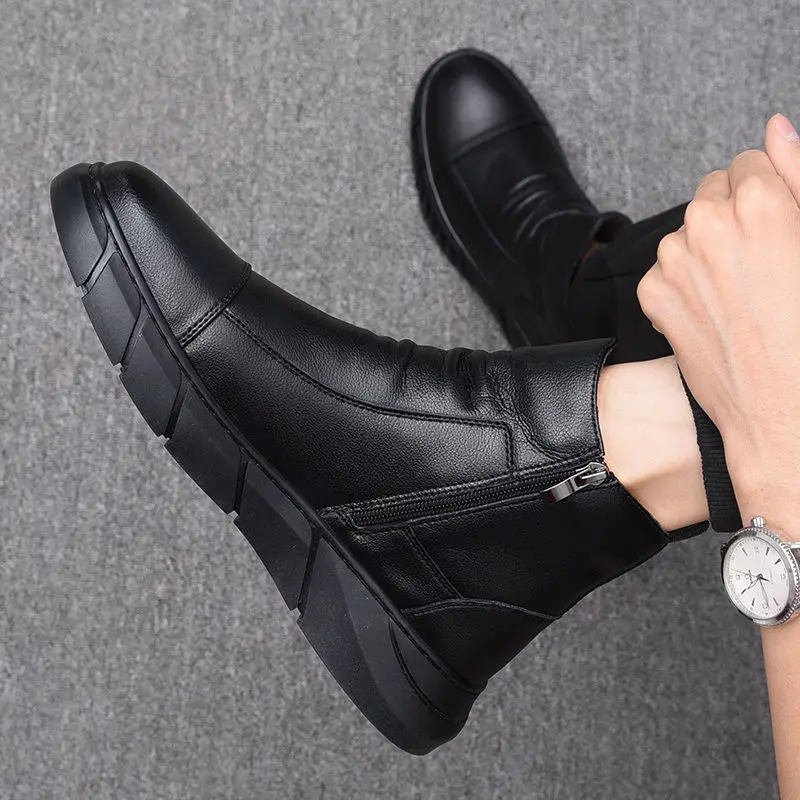 Casual Leather Boots  Leather Men Shoes Fashion Male Shoes Winter Ankle Boots Male Boots Winter Men Shoes 996