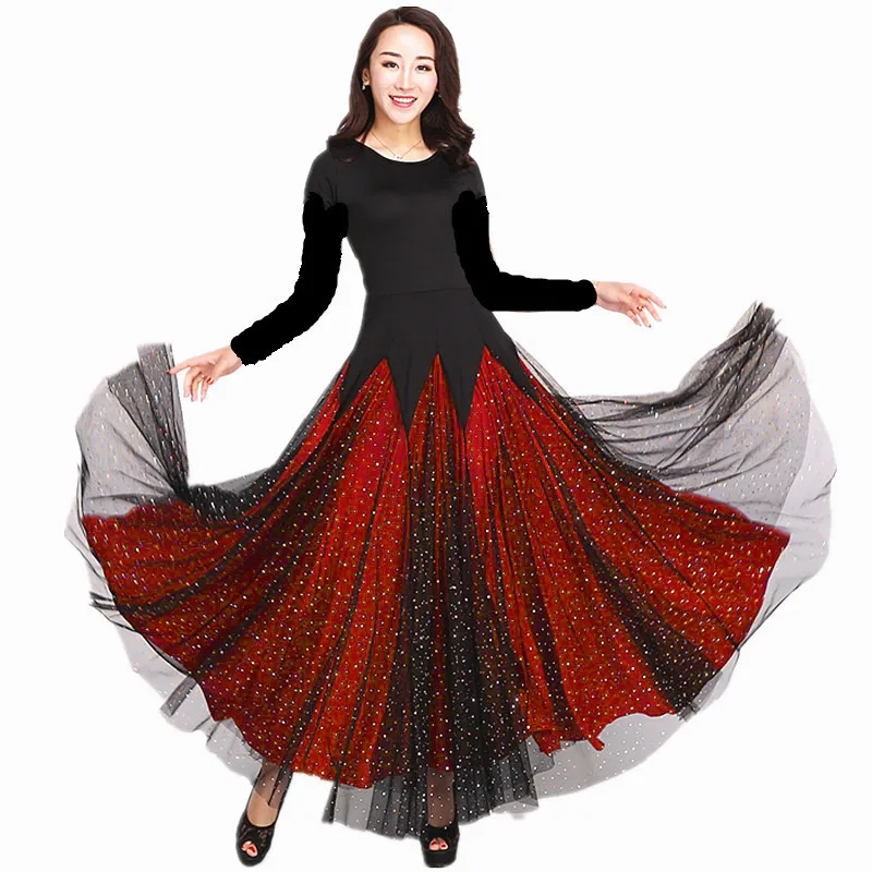 Vestido de baile latino flamenco Samba para mujer, ropa de baile de salón, falda de ala grande, trajes de baile, ropa de baile de competición