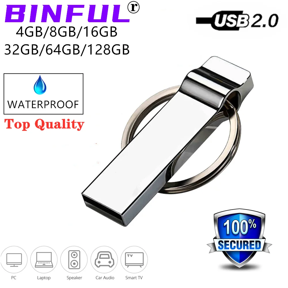 BiNFUL usb flash drive 256gb 32gb pen drive 4GB 16GB 512GB pendrivne 64gb waterproof metal memory stick 128GB 8GB thumb drive