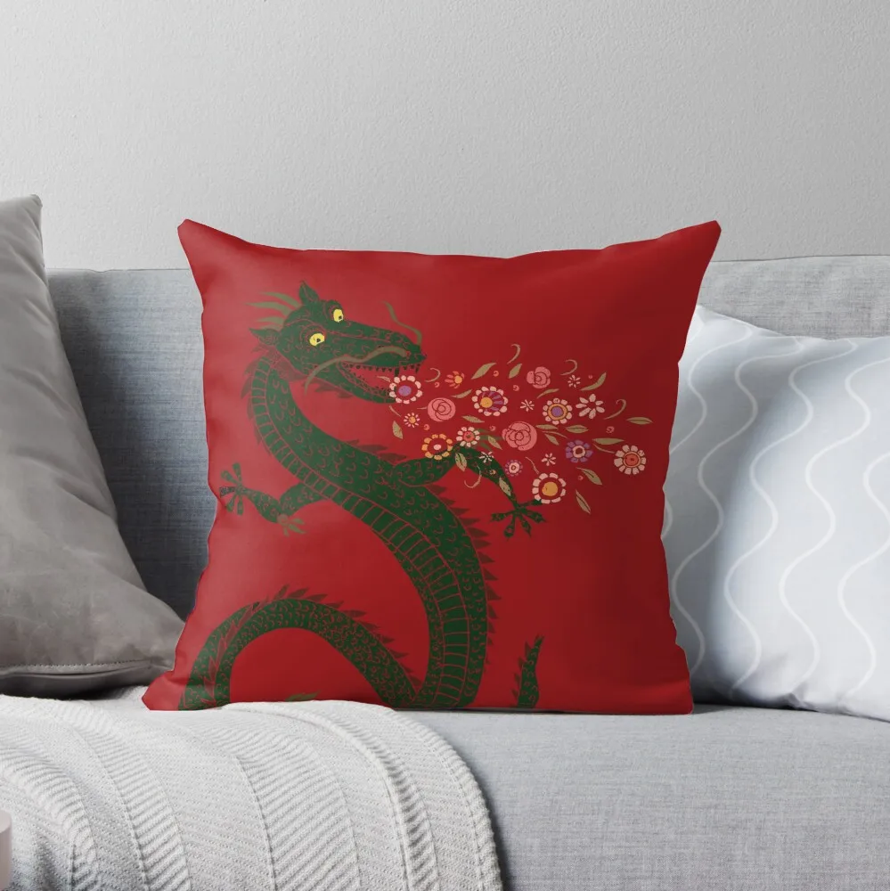 

Dragon, Flower Breathing Throw Pillow Pillowcase Cushion Cover Home Decorative Sofa Pillow Cover Cushion Cover 40x40cm 45x45cm