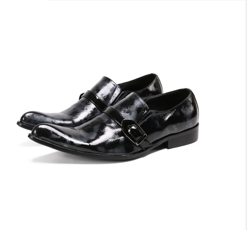 

Spring Patent Leather Italian Men Loafer Black Slip on Mens Dress Shoes Wedding Party Formal Office Classic Male Casual Shoes