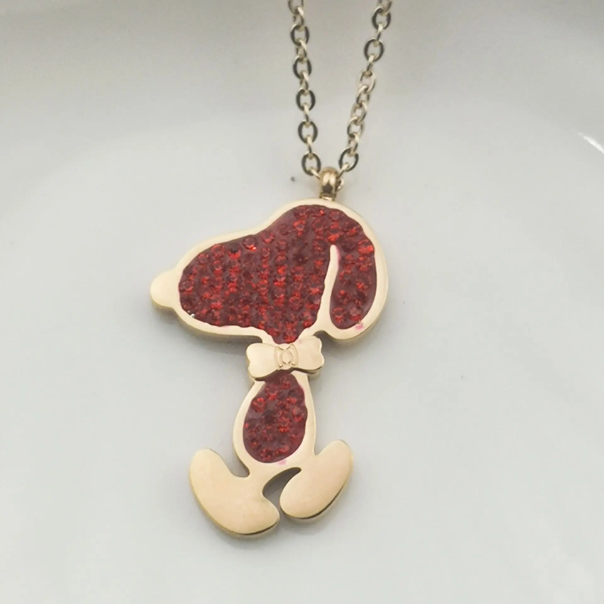 Red dog european and american classic  women luxe leopard head necklace steel