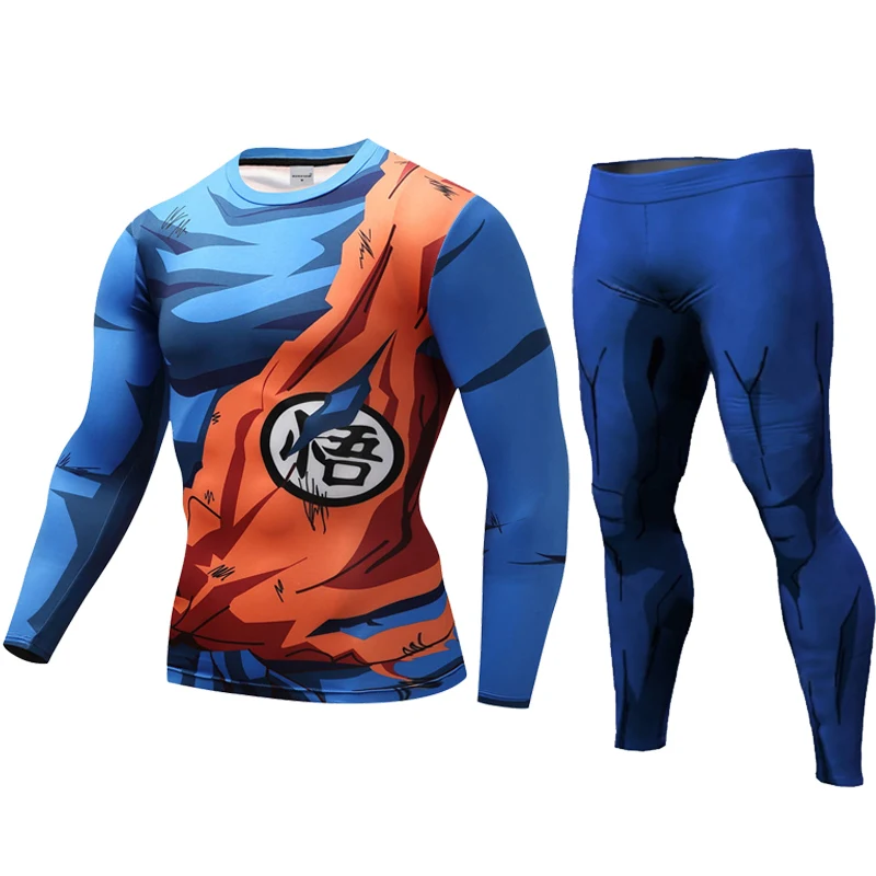 Vege 3D Printed Pattern Suits Compression shirt Men Sweat pants Skinny Legging tights Trousers Male Goku Costume Long t-shirts