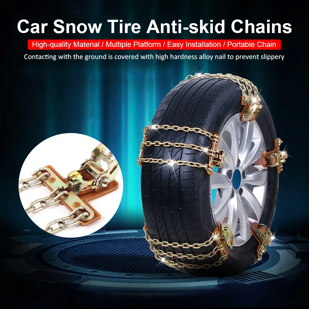 8PCS Car Tire Anti-skid Steel Chain Winter Spikes Cadenas Para Nieve For Tire Chains Rain Winter Tool Tires Car Car Truck SUV