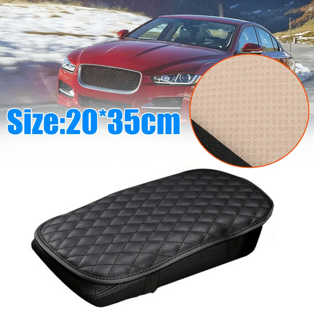 

Car Armrest Cushion Cover PU Leather Center Console Box Protection Pad Universal Black