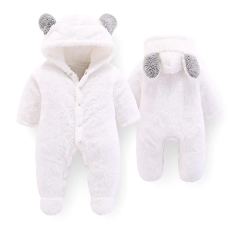 Newborn baby romper 2021 winter baby clothes coral fleece +Plus velvet thickening romper warm  animal jumpsuit 0-12 months