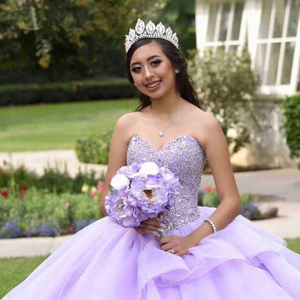 JaneVini-Vestido largo De quinceañera árabe De lujo, vestido De baile con cuentas ostentosas, vestido púrpura lavanda, Vestidos De quinceañera