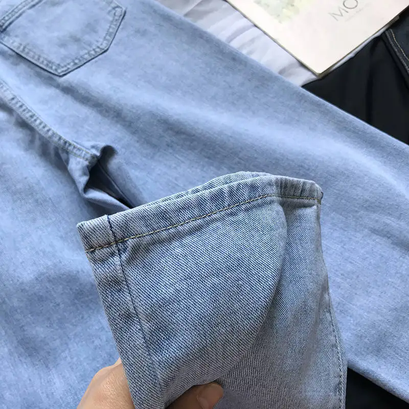 Frauen Jeans Solide Weibliche Breite Bein Hosen Hohe Taille Beiläufige Lose Stilvolle 5XL Mode Koreanische Stil Chic Alle-spiel streetwear