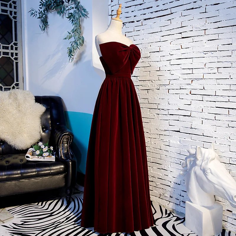 Alta qualidade querida com arco vestido de noite vermelho escuro a linha vestidos de baile longo elegante vestidos de baile 2020 robe de soiree