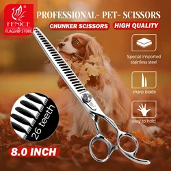 Fenice Professional 8.0 inch Pet Grooming Scissors Japan 440C Thinning Shears for Dogs/Cat Beautician