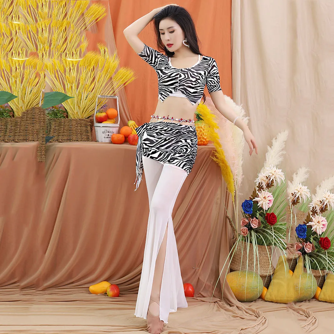 Belly Dance Practice Clothes Pants Winter for Women Bellydancing Training Suit Female Leopard Pattern Oriental Dance Clothing