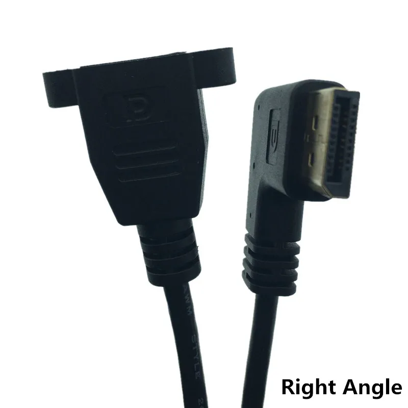 DisplayPort DP Male Up & Down & Left & Right 90 Degree Angle to Female Socket Panel Mount Extension Cable Display Port 30cm