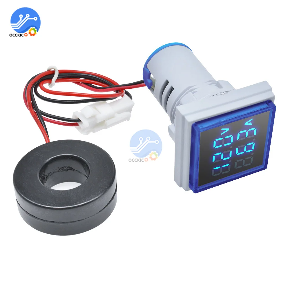 AC 60-500V 0-100A Square LED Digital Voltmeter Ammeter 110V 220V Voltage Current Meter Voltammeter Car Volt Amp Tester Detector