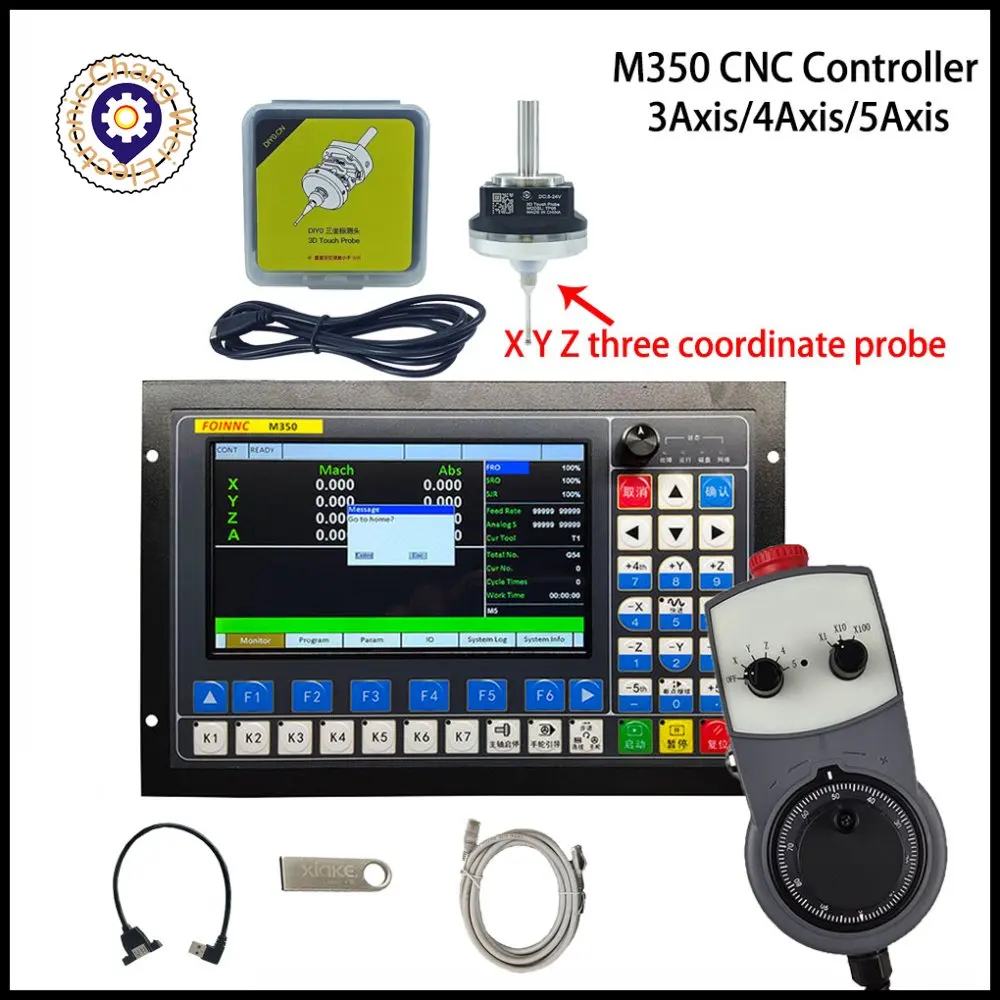 

CNC kit M350 motion control system 3/4/5 axis Motor controller emergency stop electronic hand wheel +V5 anti-roll 3D probe edge