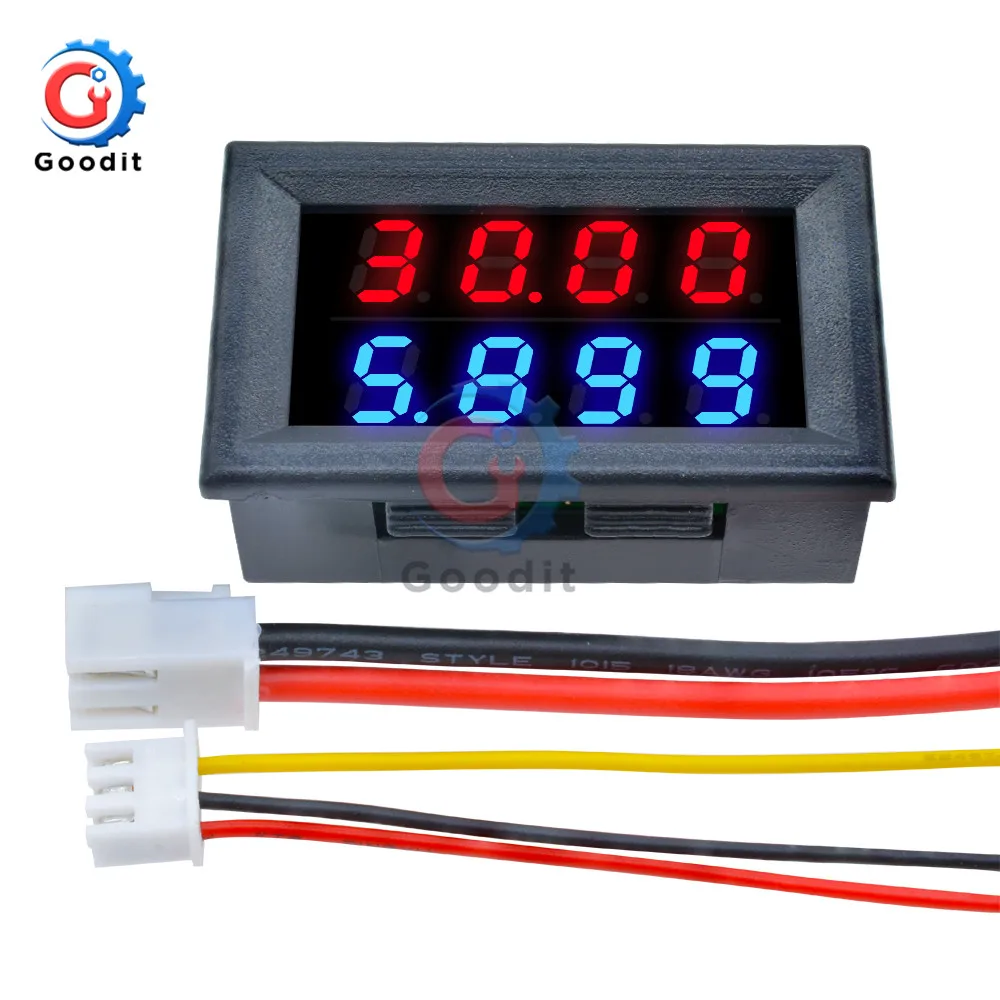 Digital DC Voltmeter Ammeter 4 Bit 5 Wires DC 100V 200V 10A Voltage Current Amp Panel Meter Power Supply LED Dual Display Meter