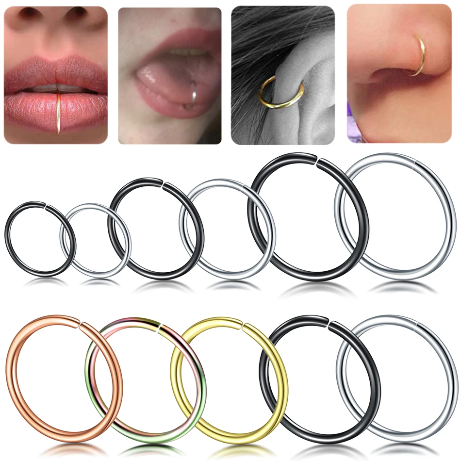 Wholesale Nose Ring Hoop  316l Surgical Steel Nostril Jewellery Thin 0.6mm 0.8mm 1mm Earring Eyebrow  Cartilage Stud