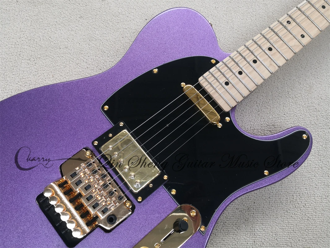 Order booking 6 strings tel electric guitar, metal purple guitar,,tremolo bridge  SH pickups,Gold buttons,