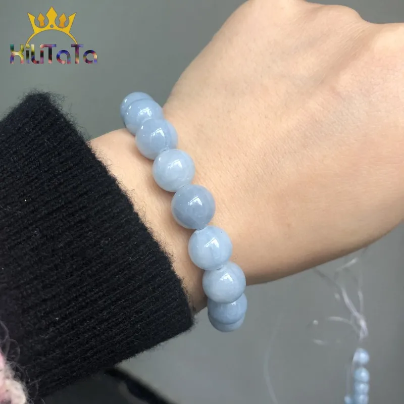 Natural Stone Light Blue Jades Round Loose Spacer Beads For Jewelry Making DIY Bracelet Necklace Accessories 4 6 8 10 12mm 15\'\'