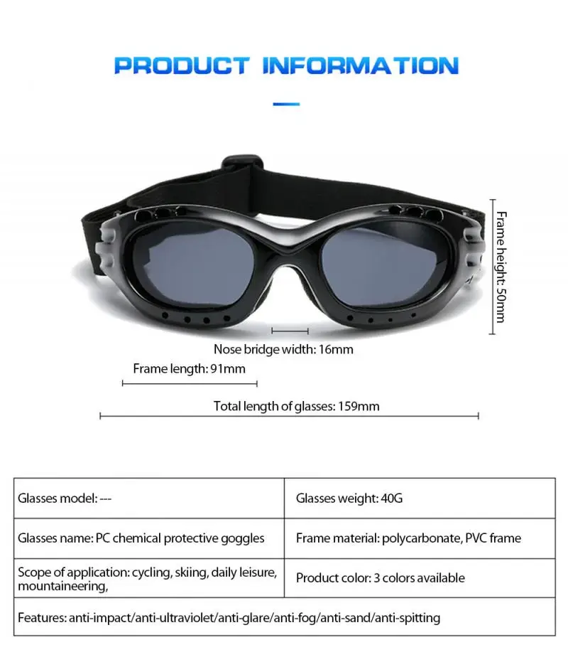 3 Color Multifunctional Motorcycle Glasses Goggles Windproof Mirror Dustproof Splash Proof Motorcycle Goggles Outdoor Sports