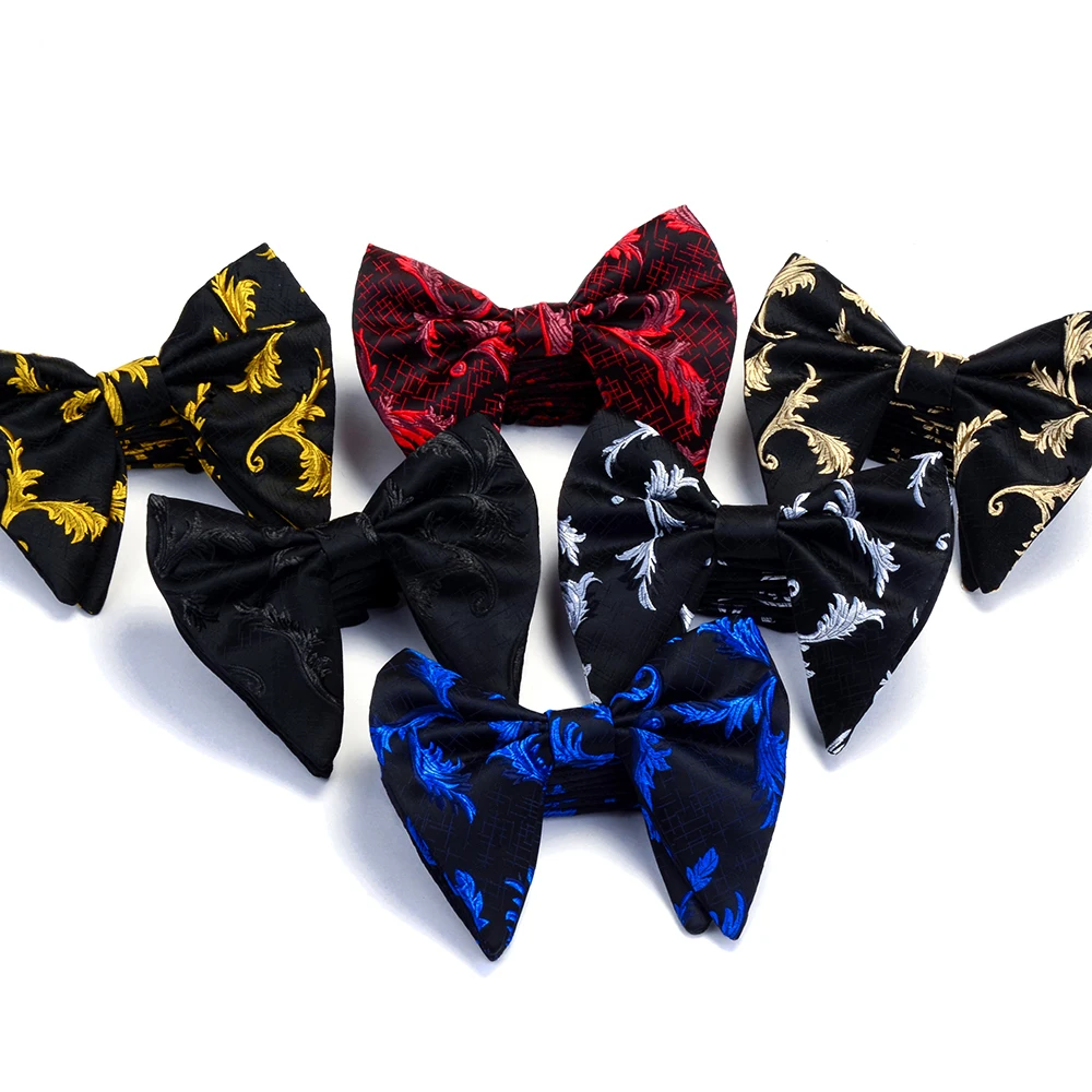 New Big Bow Ties Men's Novelty Floral Bowtie Red Black Solid Fashion Flowers Bow Ties For Men Wedding Accessories