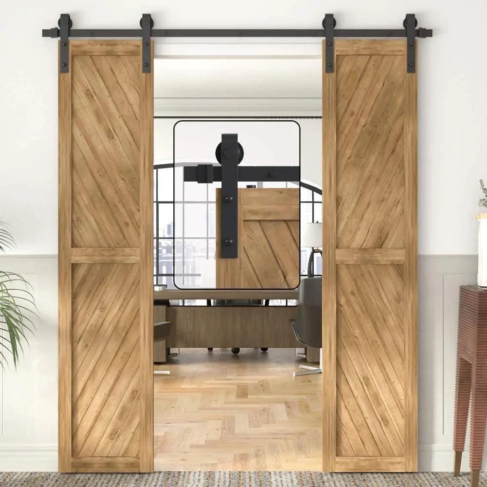 Jachor-j-shaped Celeiro Porta Slide Hardware Kit Top Pendurado Rolo Trilho Montagem Conjunto para Porta Dupla 416ft