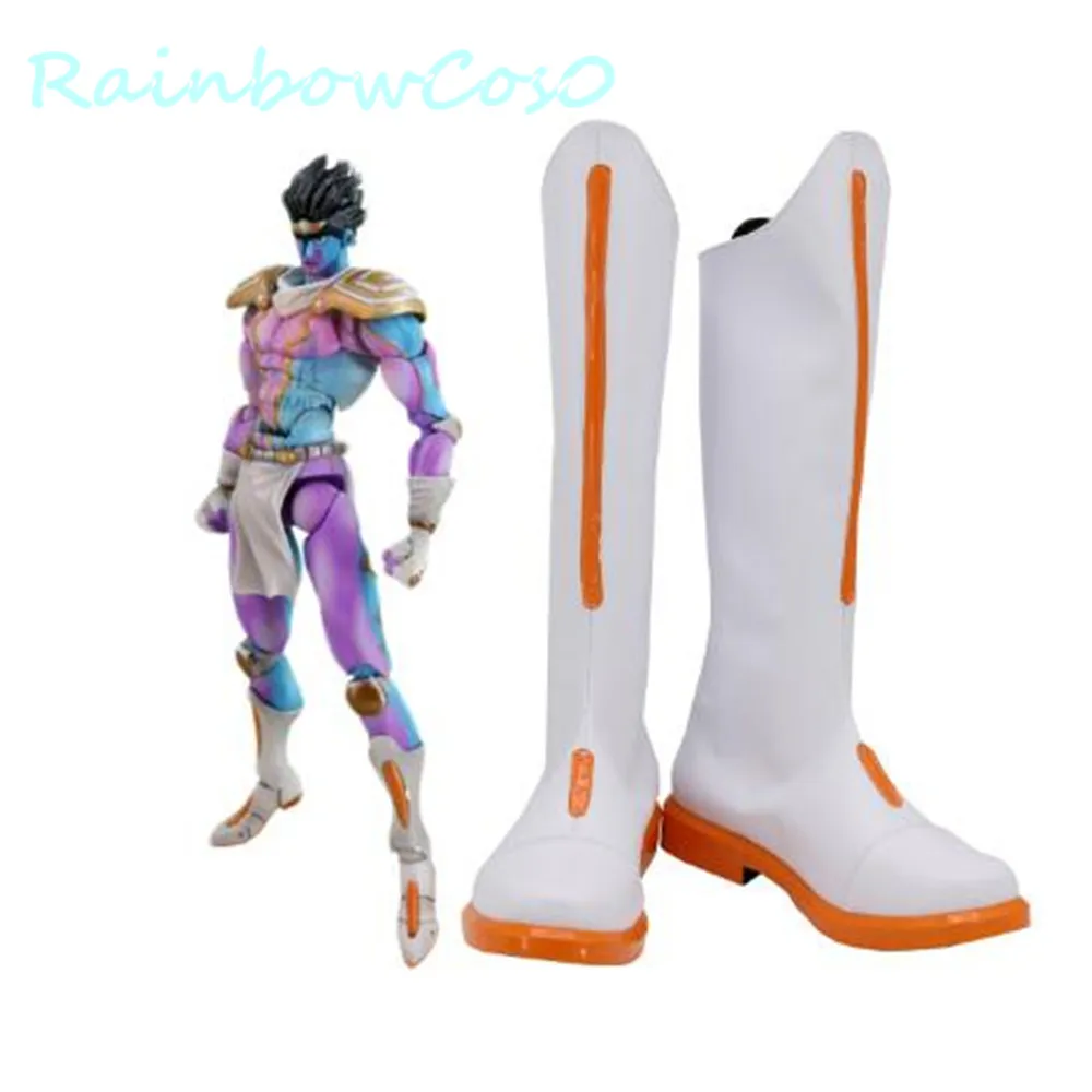 JOJO – chaussures de cosplay blanc platine, Bizarre Adventure Star, bottes de jeu, Anime Halloween arc-en-ciel, W934