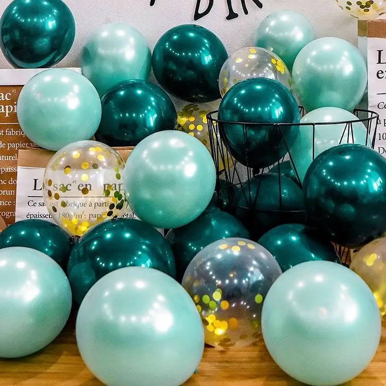 10pcs 10inch Helium Premium Balloons Decor Turquoise Double Layer Pearl Birthday Wedding Party Teal Green Set Type Shape Style