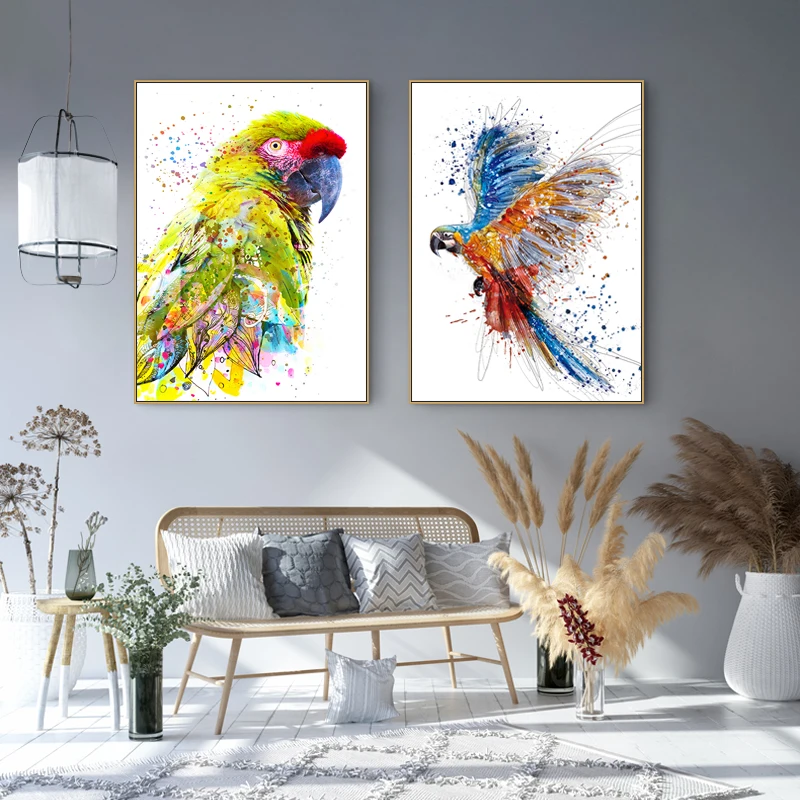 Scandinavian Colorful Parrot Wall Art Canvas Painting Modern Home Decoration Dropshipping Canvas Posters Prints Pictures Art