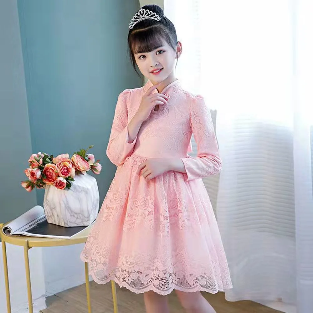 Chinese Flower Girl Dress For Wedding Girls Cheongsam Dress Chinese Hafu Kids Dresses  Baby Traditional Garments New Year Dress