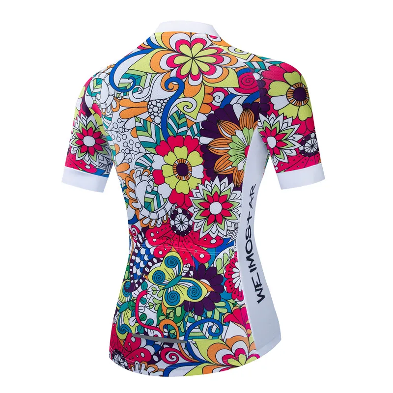 Weimostar Flower Cycling Jersey Women Pro Team Bicycle Clothing Summer Bike mtb Jersey Quick Dry Cycling Shirt Maillot Ciclismo