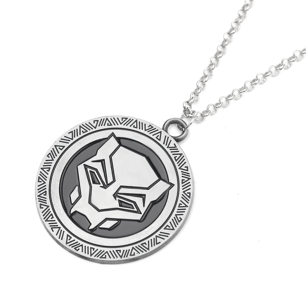 Marvel Movie Black Panther Movie Jewelry Necklace Retro Fashion For Men Round Enamel Necklace Jewelry Gift