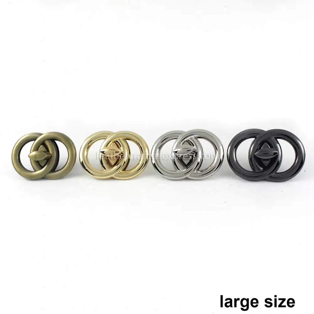 Metal Double circle Twist Turn Lock Clasp Buckle for Leather Craft Women Bag Handbag Purse DIY Hardware Accessories