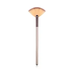 Pinceau de maquillage professionnel en forme d'éventail, 1 pièce, pour mélange, surligneur, contour du visage, poudre, champagne, or, outils de beauté, cosmétique