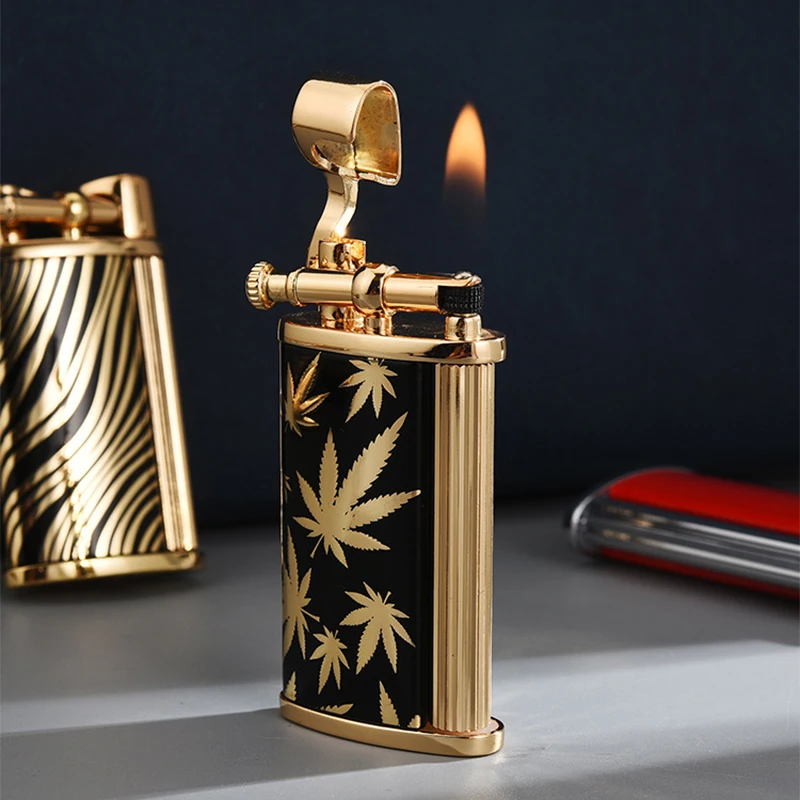 

New in 2021 High-end Metal Retro Turbo Gas Lighters Smoking Accessories Grinding Wheel Cigarettes Lighters Gadgets For Men