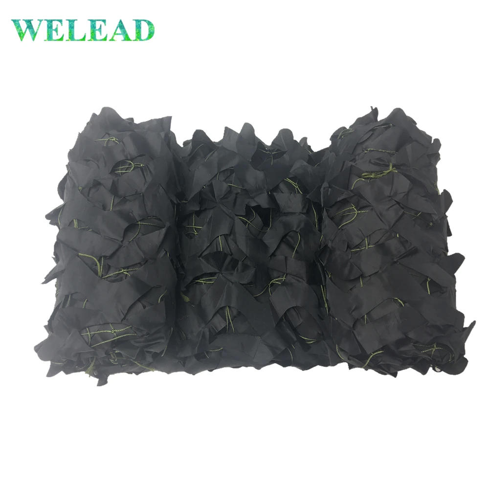 Welead Black Reinforced Camouflage Nets  for Hunting Army Camo Netting Garden Shade Hiding Mesh Curtain 2x3M 2x4M 3x3M