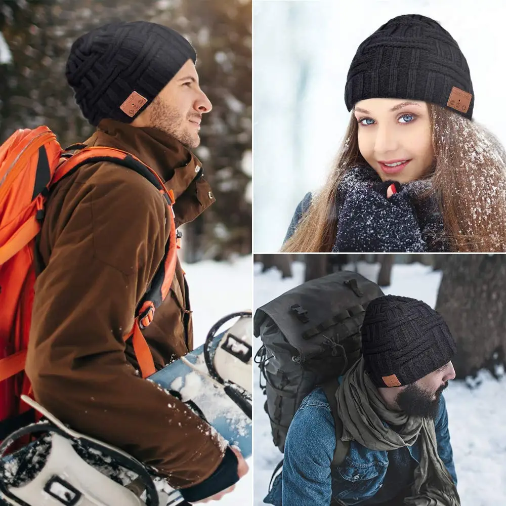 Wireless bluetooth hat Earphone Hat Unisex Winter Outdoor Sport Knitted Hat Stereo Magic Music Headband Cap Headphone