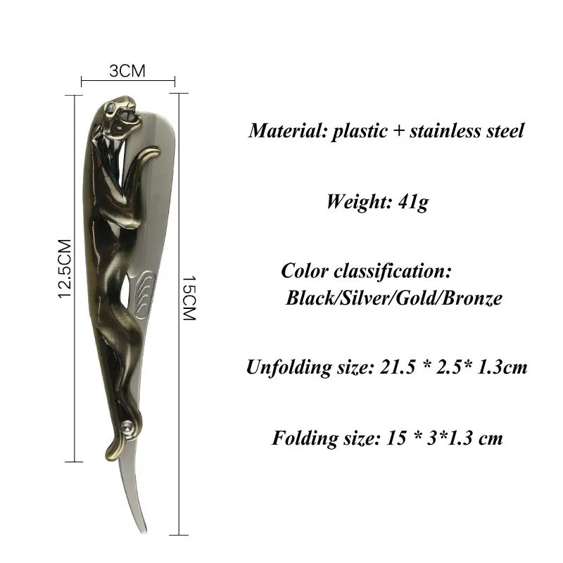 الفولاذ المقاوم للصدأ للطي الحلاقة سكين مقبض اللحية مستقيم الحلاقة تصفيف الشعر أداة دليل الحلاقة الرجال هدية