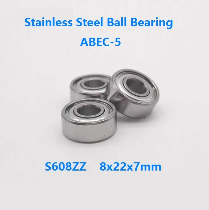 

10/50pcs ABEC-5 S608ZZ S608 ZZ 8x22x7mm Stainless steel bearing Double metal cover Deep Groove Ball bearing 8*22*7mm 608 608ZZ