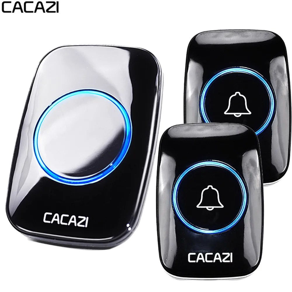 

CACAZI 60 Chime 110DB Wireless Doorbell Waterproof 300M Remote EU Plug Smart Door Bell Battery 1 2 3 Button 1 2 3 4 Receiver