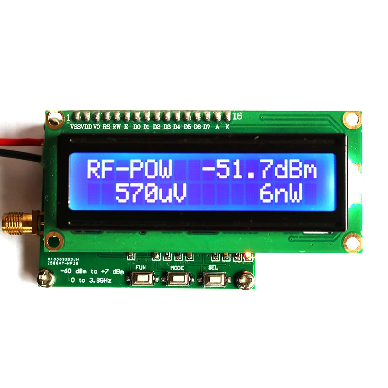 Digital RF Power Meter 50Hz~3.8GHz -60～+7 dBm Radio Frequency Measuring Module 0.1 dBm Accuracy